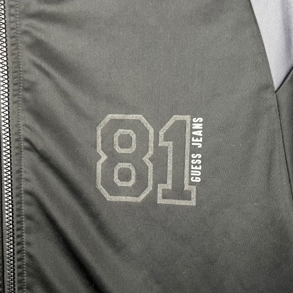 Guess Jeans Track Jacket 81 Black Grey Zip Up Bomber Style Large Mens - Picture 3 of 10